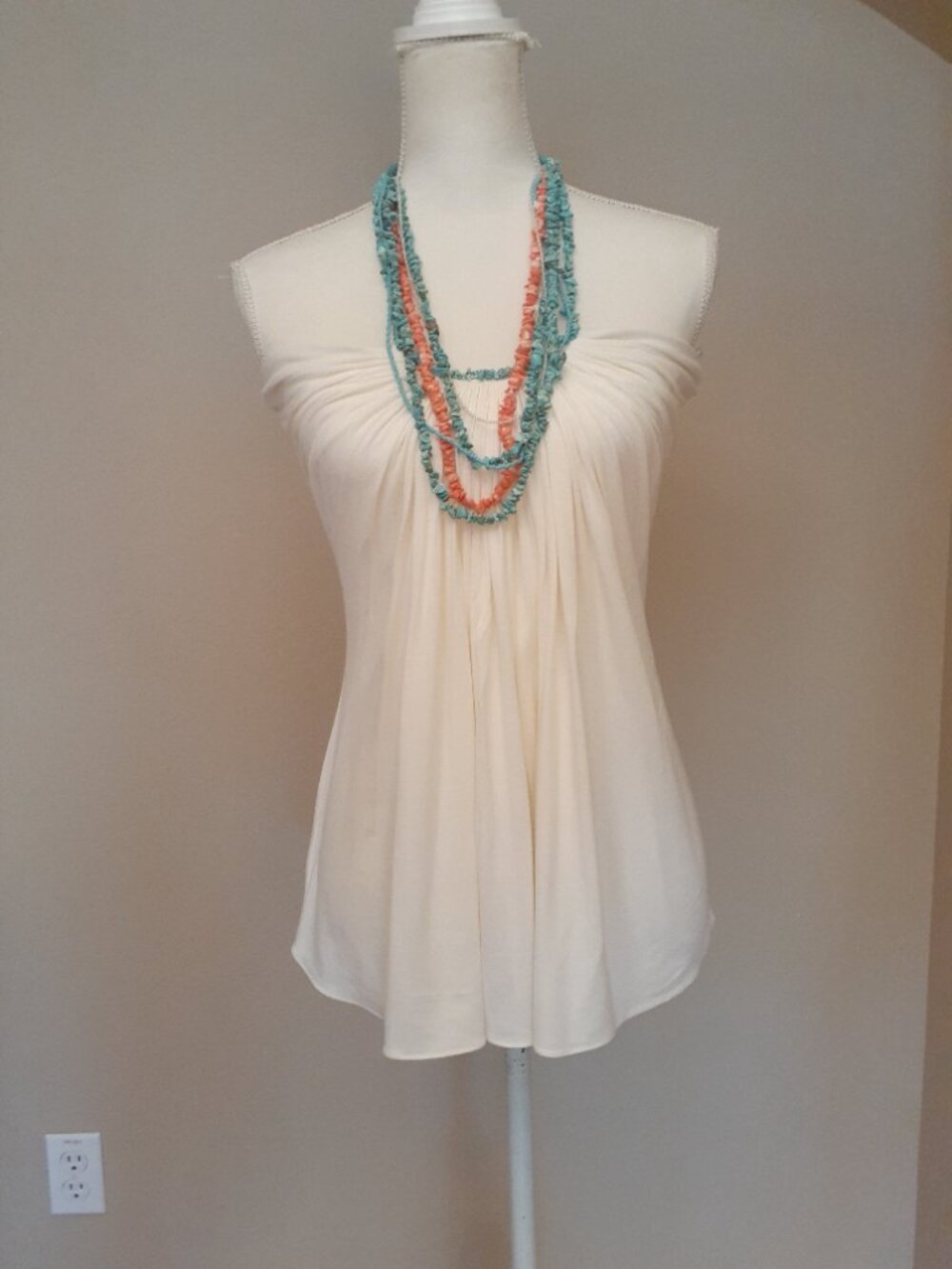 Sky Beaded Neck Halter Top